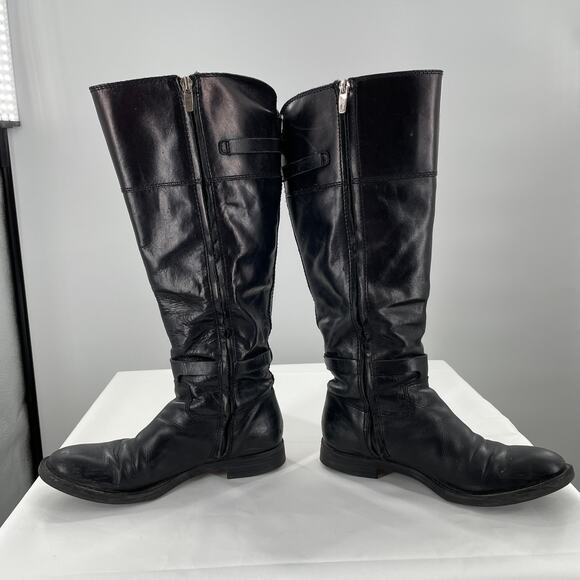 ENZO ANGIOLINI Eero Black Leather Ankle Buckle Harness Knee High Riding Boot 6.5 - Picture 7 of 13